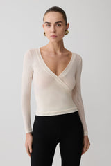 Lumi Long Sleeve Mesh Top - Bone