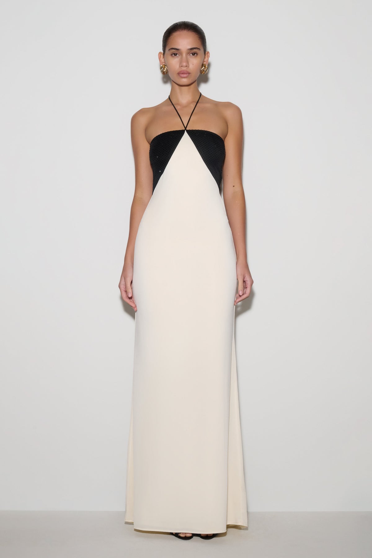 Hien Sequin Halter Maxi Dress - Black/Ivory