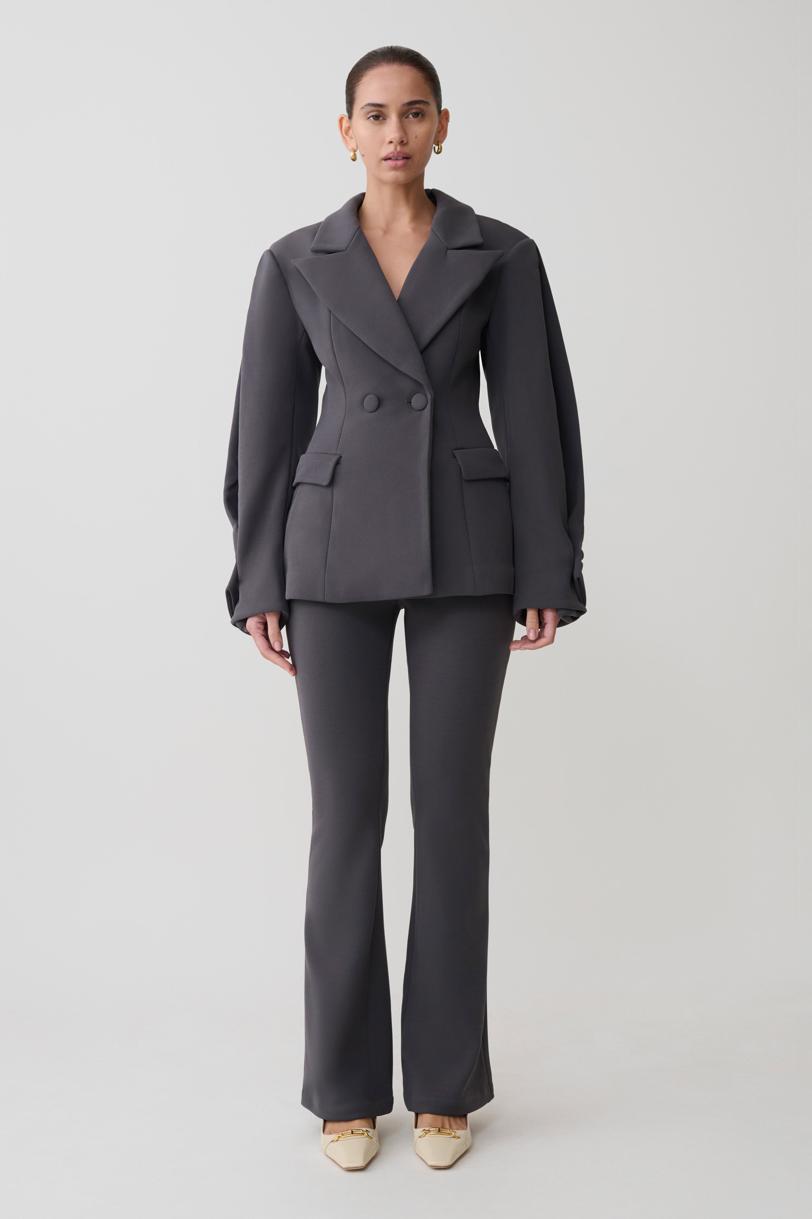 Marion Fit And Flare Pant - Charcoal Shadow