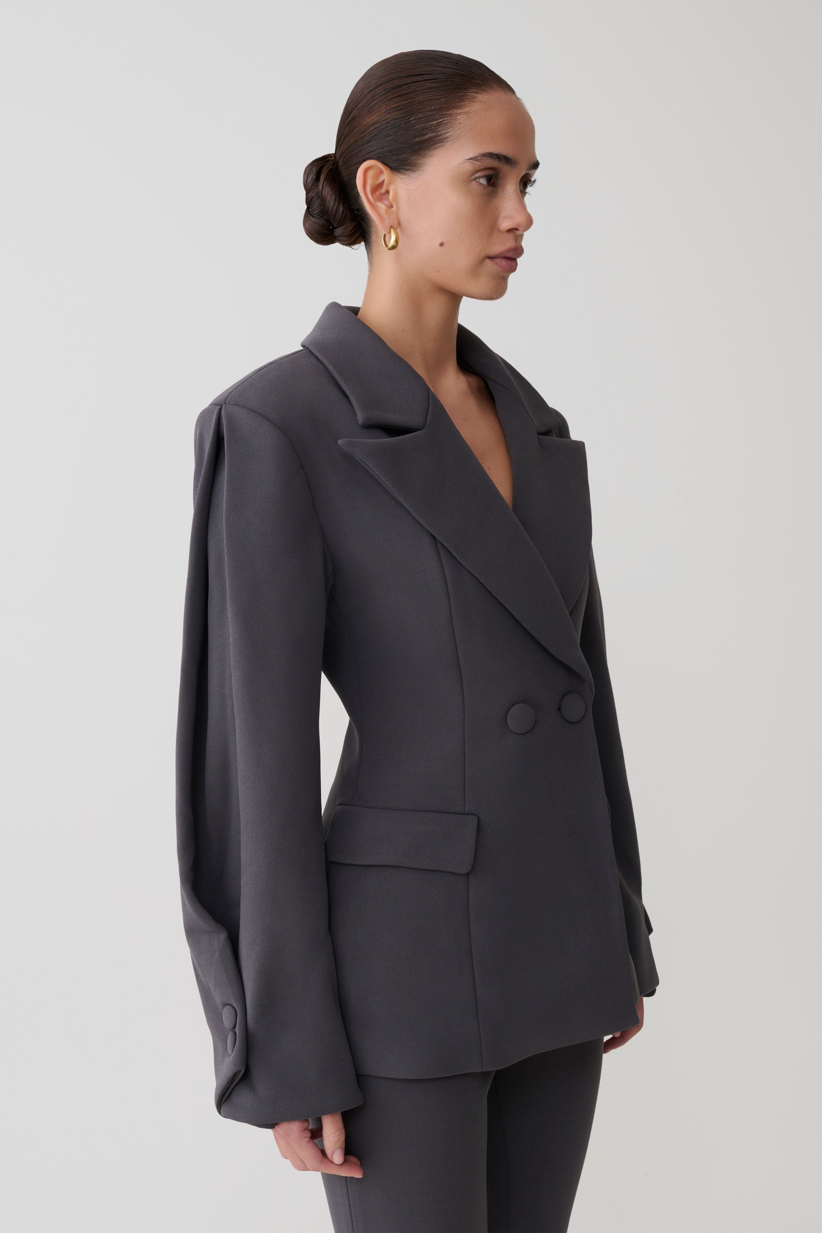 Wesley Structured Blazer - Charcoal Shadow
