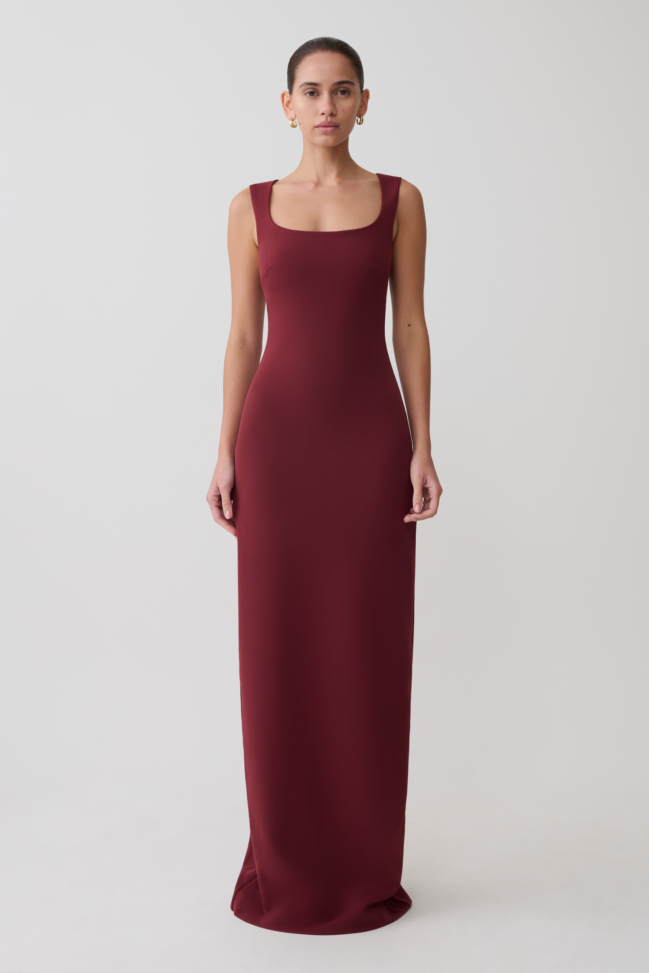 Rhea Detachable Cape Jersey Maxi Dress - Wine