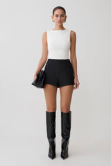 Kyra Open Back Scuba Crepe Top - White