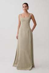 Salma Drop Waist Cotton Maxi Dress - Sage
