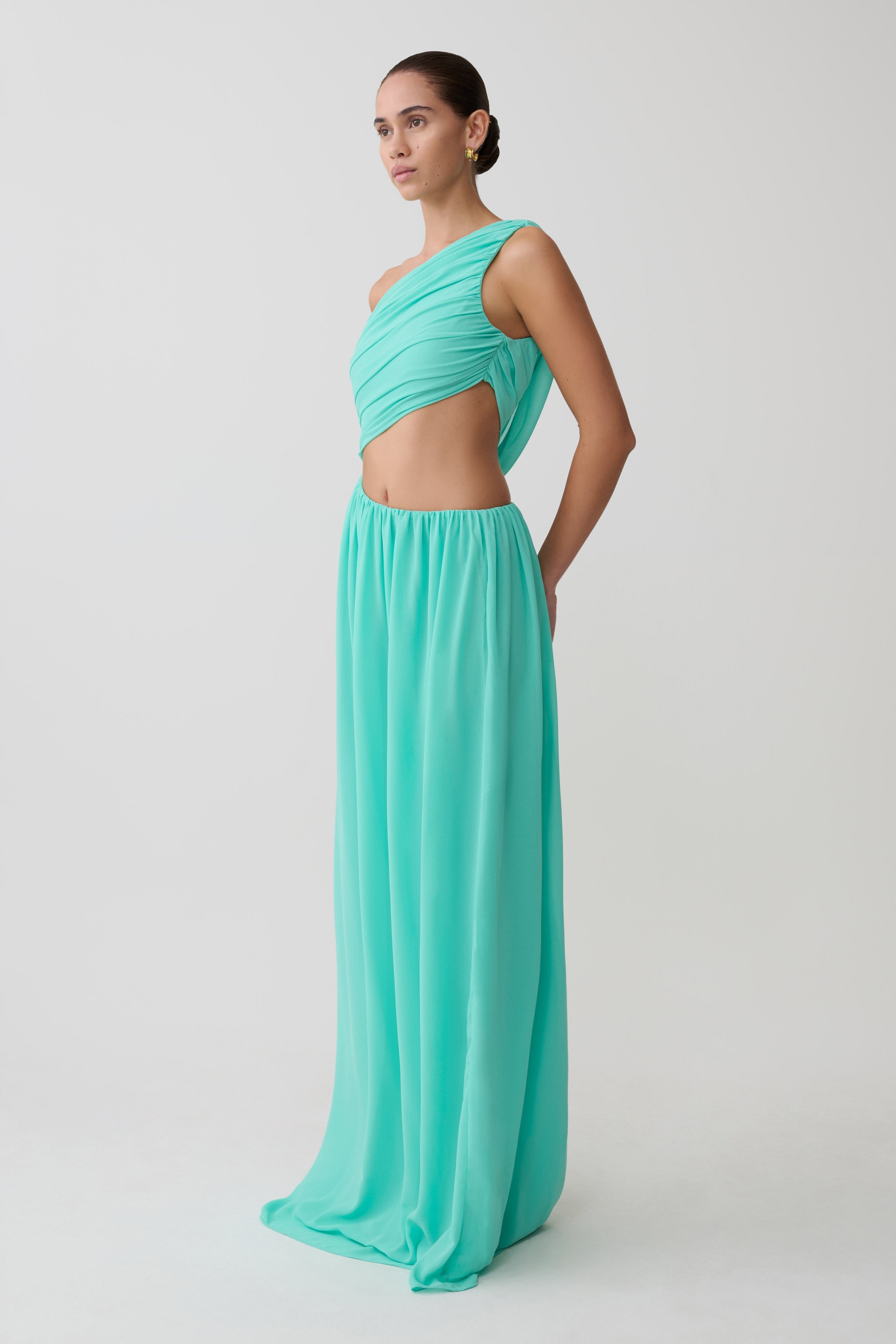 Aria Chiffon Cut Out Maxi Dress - Lagoon