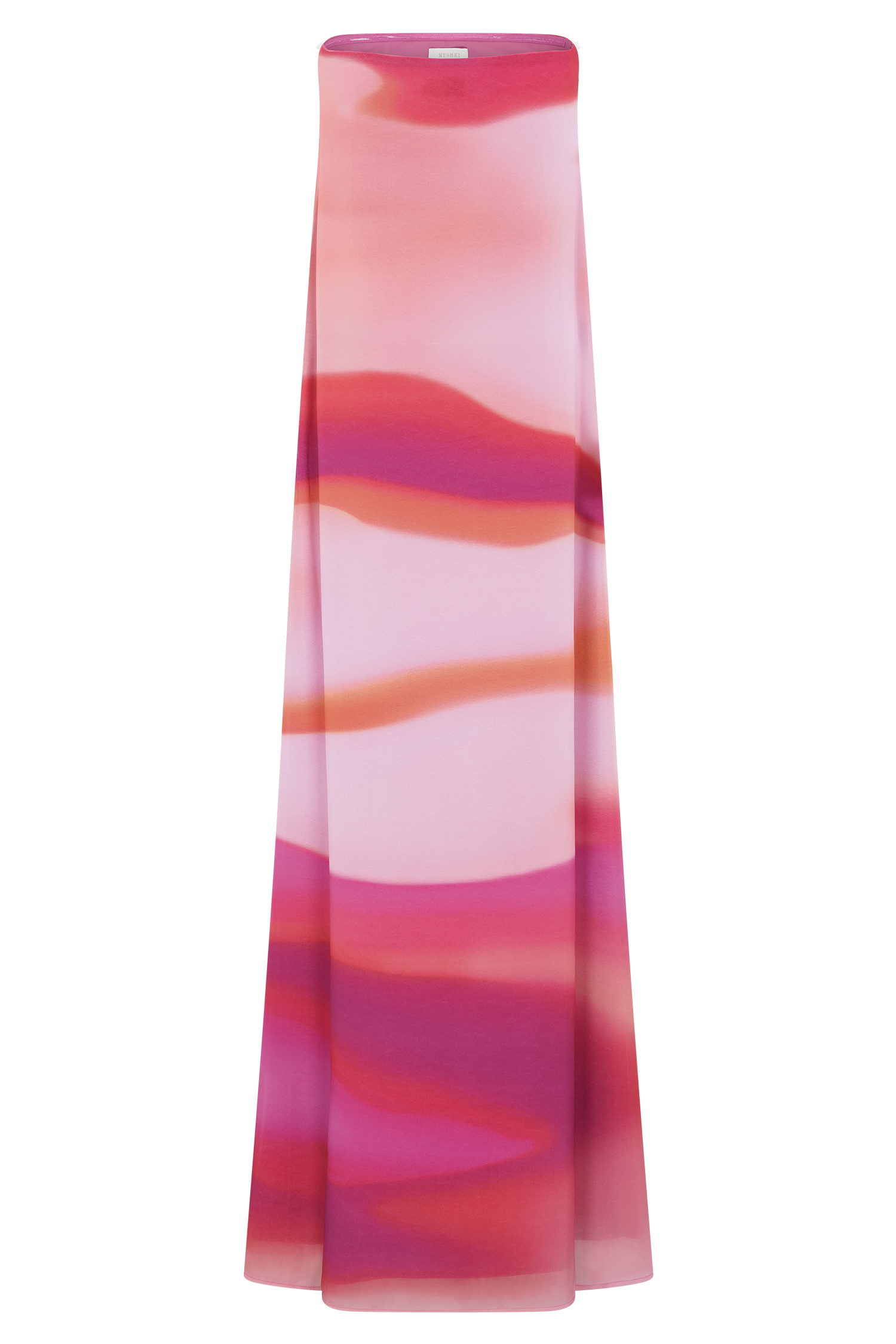 Amaya Strapless Chiffon Maxi Dress - Pink Sunset Print