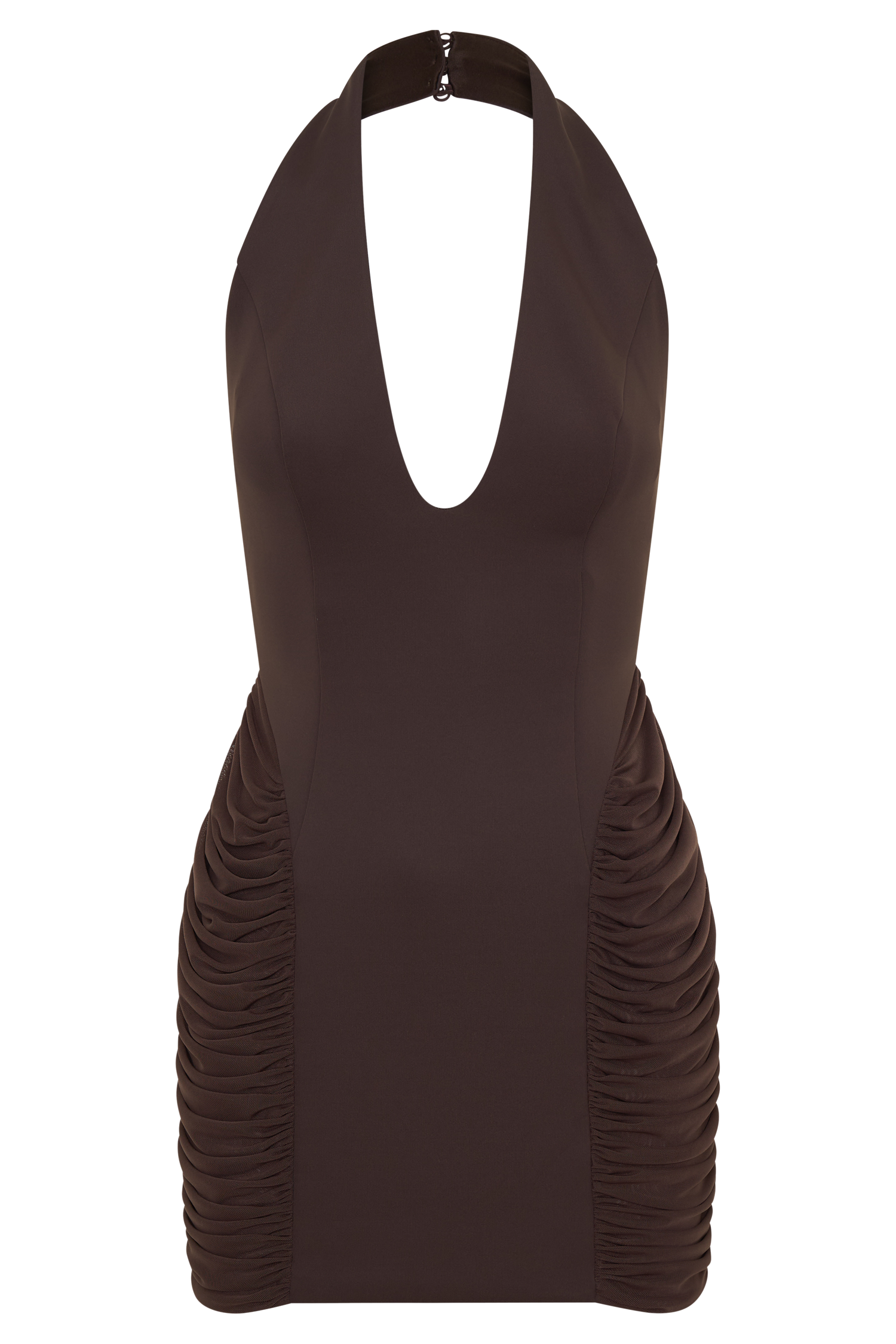 Anari Gathered Scuba Mini Dress - Dark Chocolate