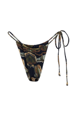 Andie Ruched String Side Bikini Brief - Green Fluid Reverie Print