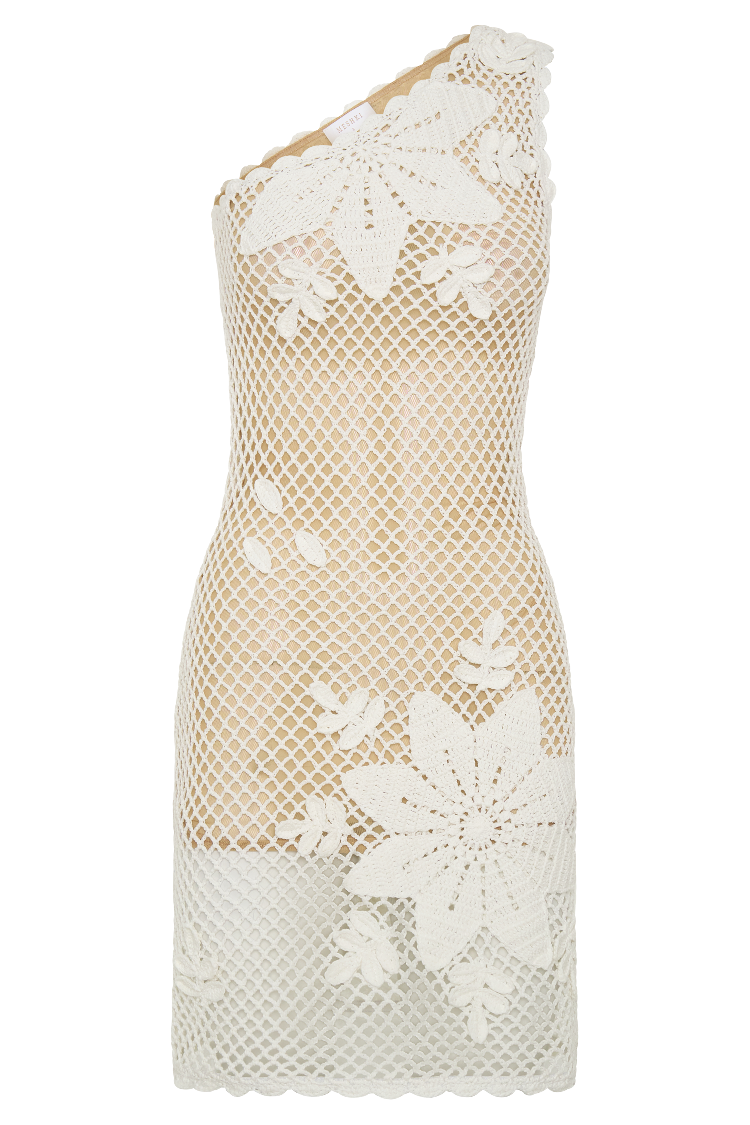 Barker Hand Crochet Knit Mini Dress - White
