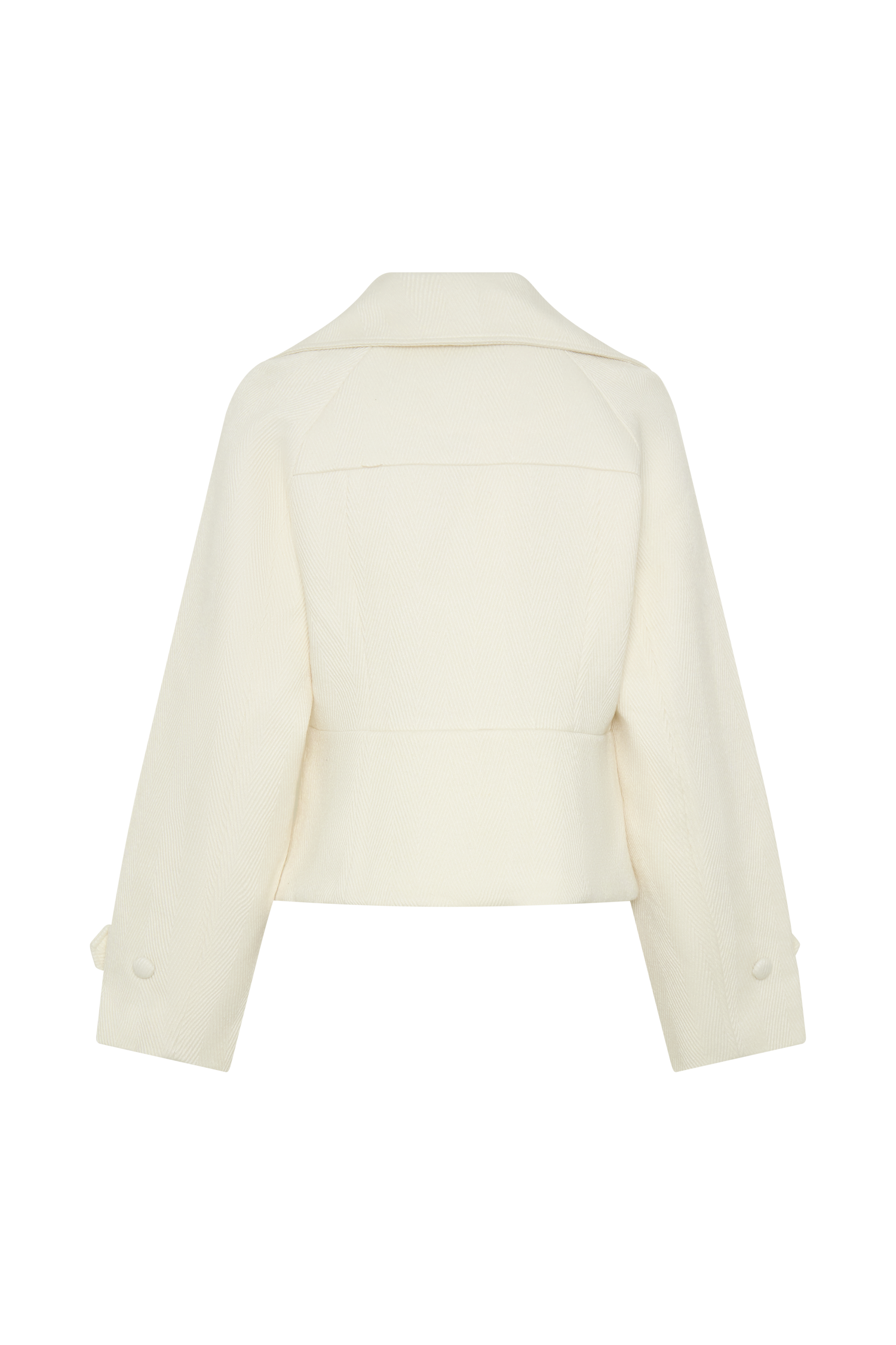Elara Cropped Collared Jacket - Ivory
