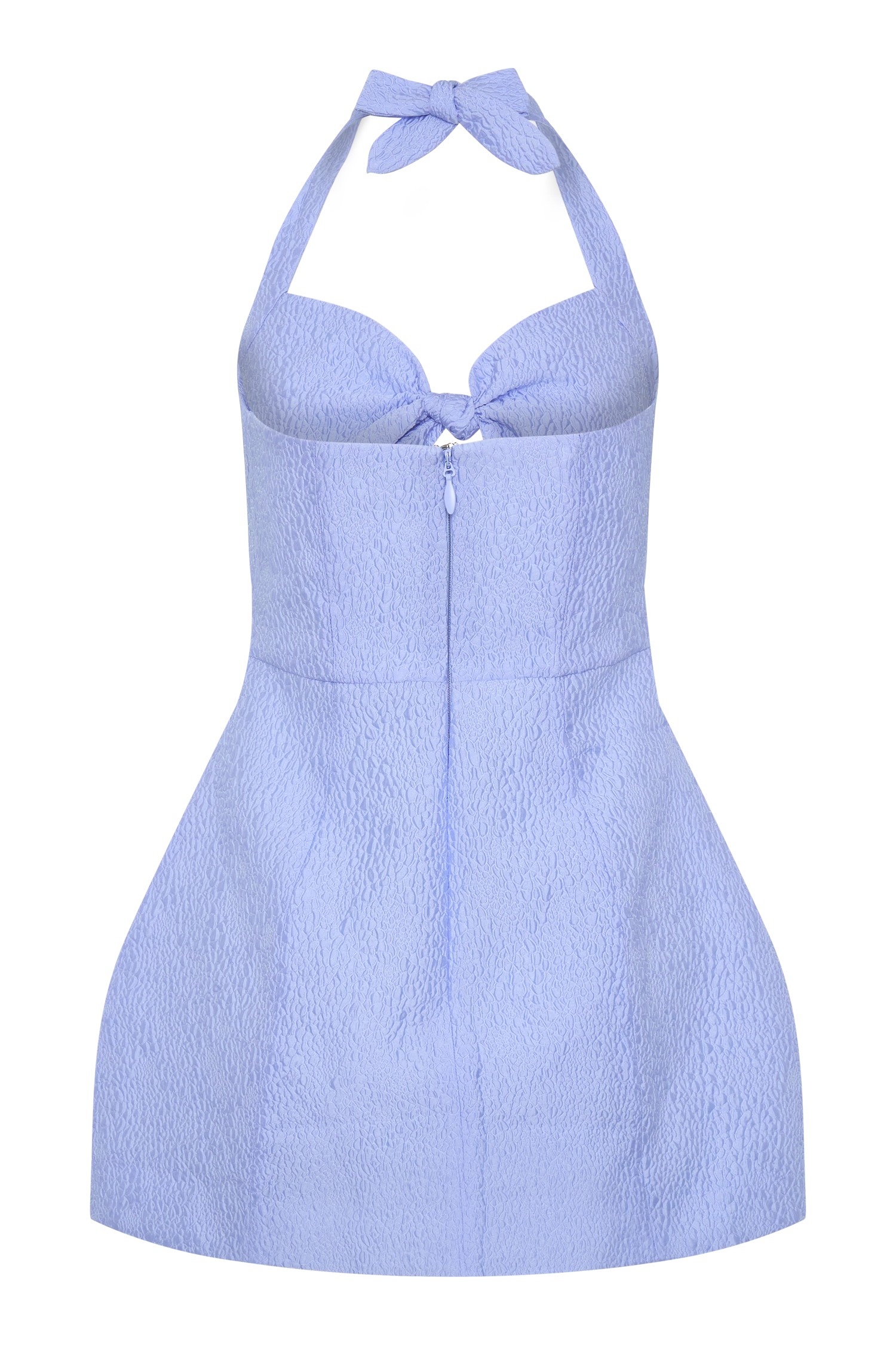 Ella Bow Detail Halter Mini Dress - Periwinkle Blue