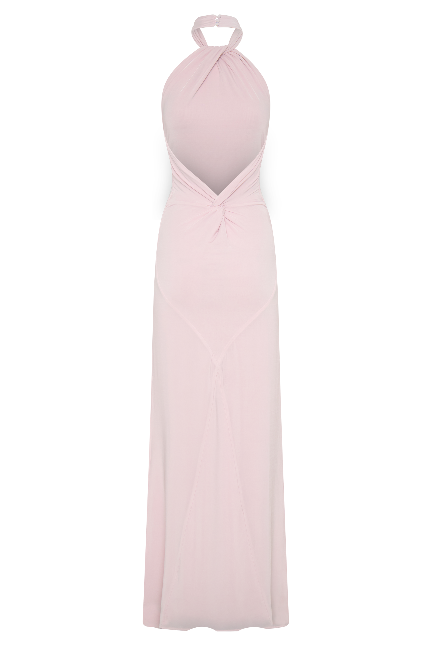 Elyna Slinky Halter Maxi Dress - Pale Pink