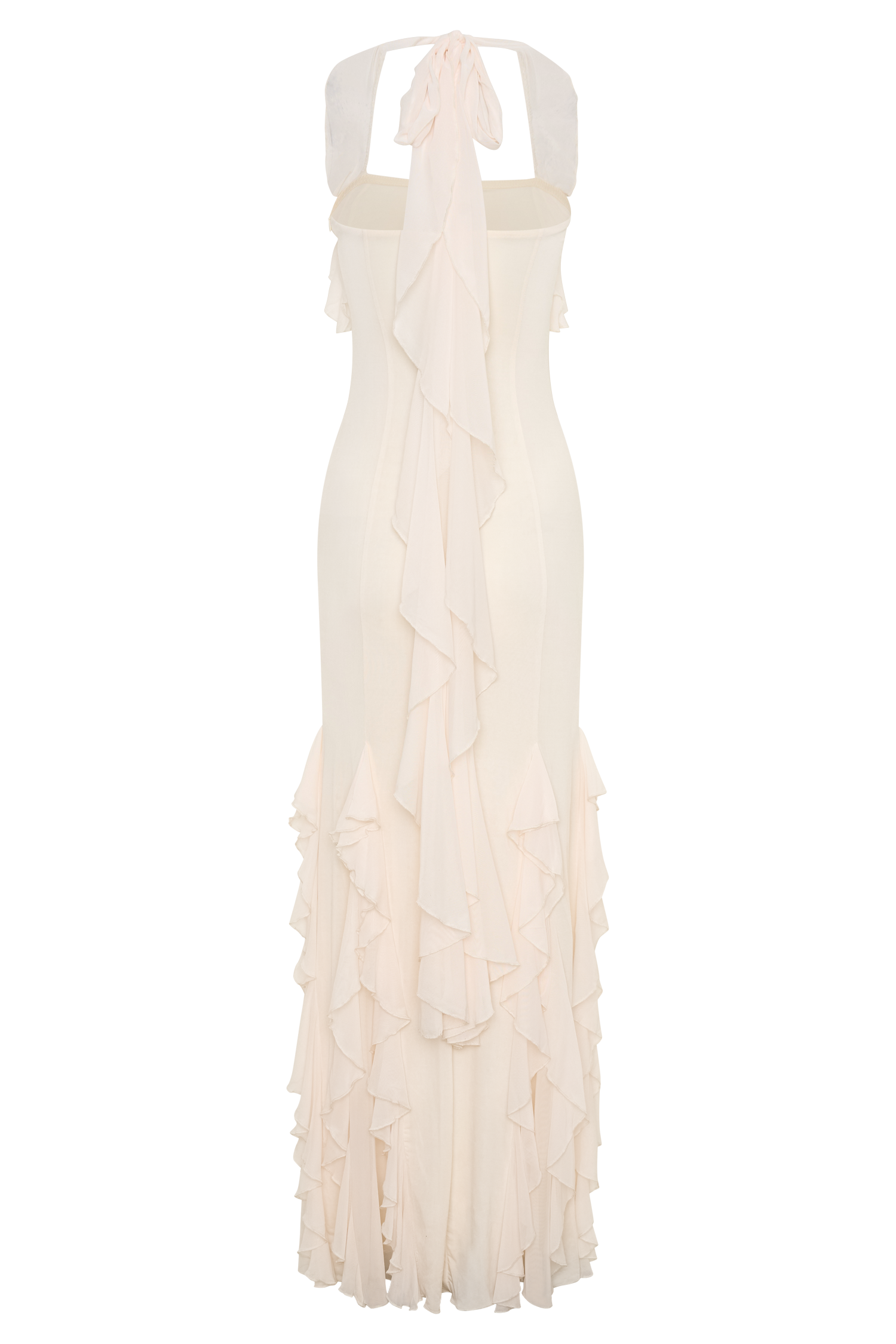 Etta Ruffle Slinky Maxi Dress - Ivory