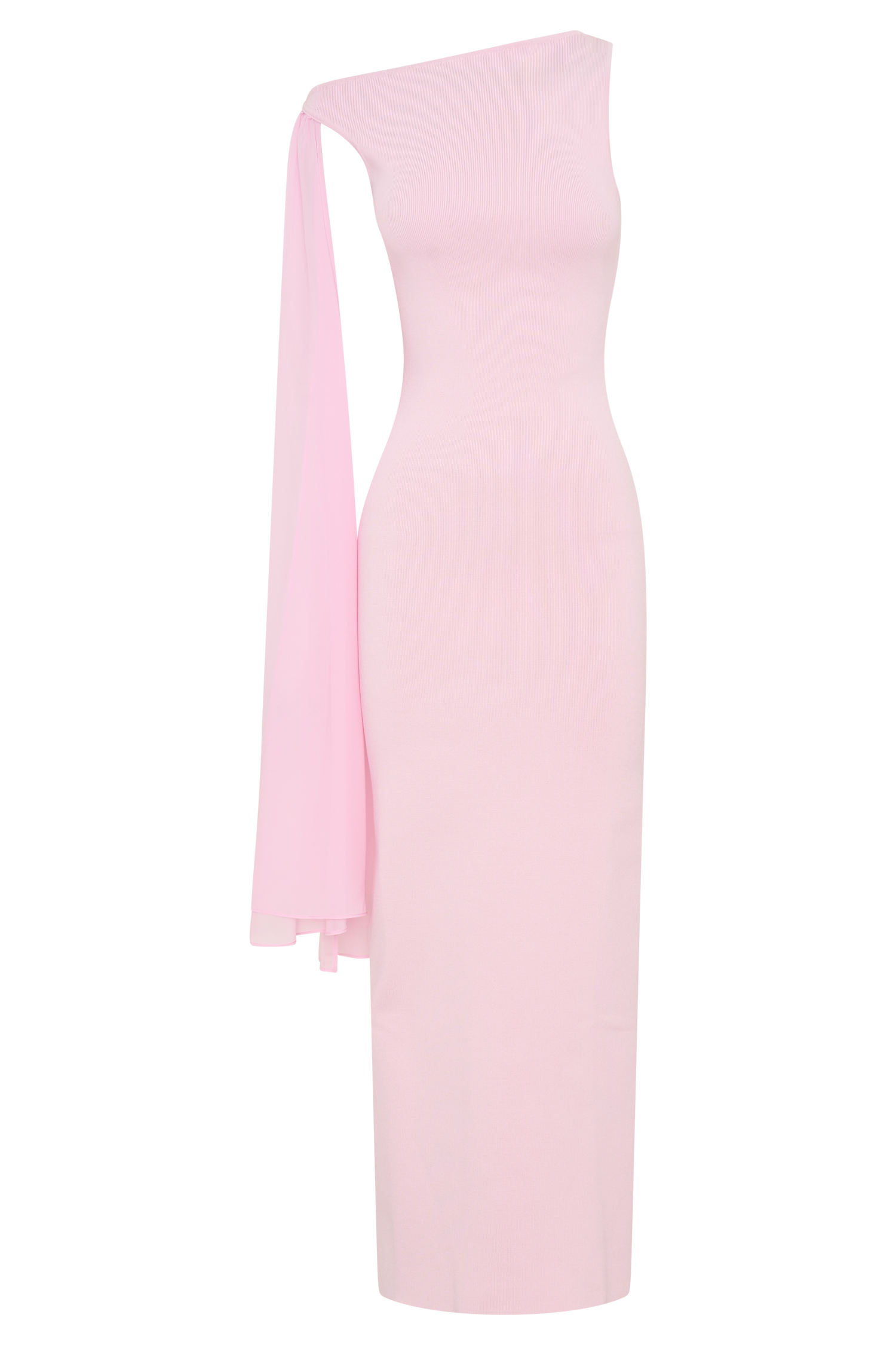 Farid Bandage Midi Dress With Chiffon - Baby Pink