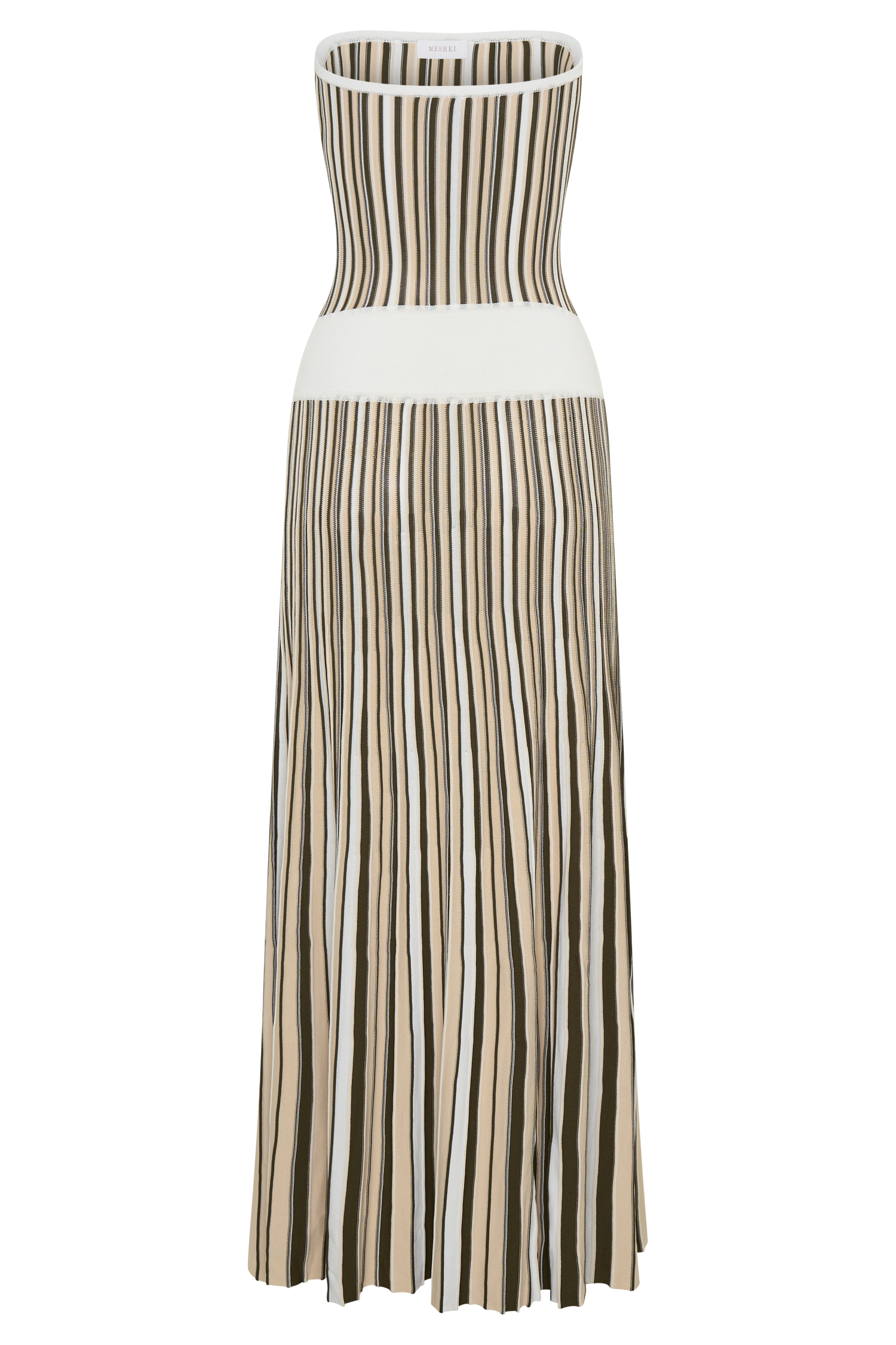 Joyce Stripe Maxi Knit Dress - Khaki/Ivory