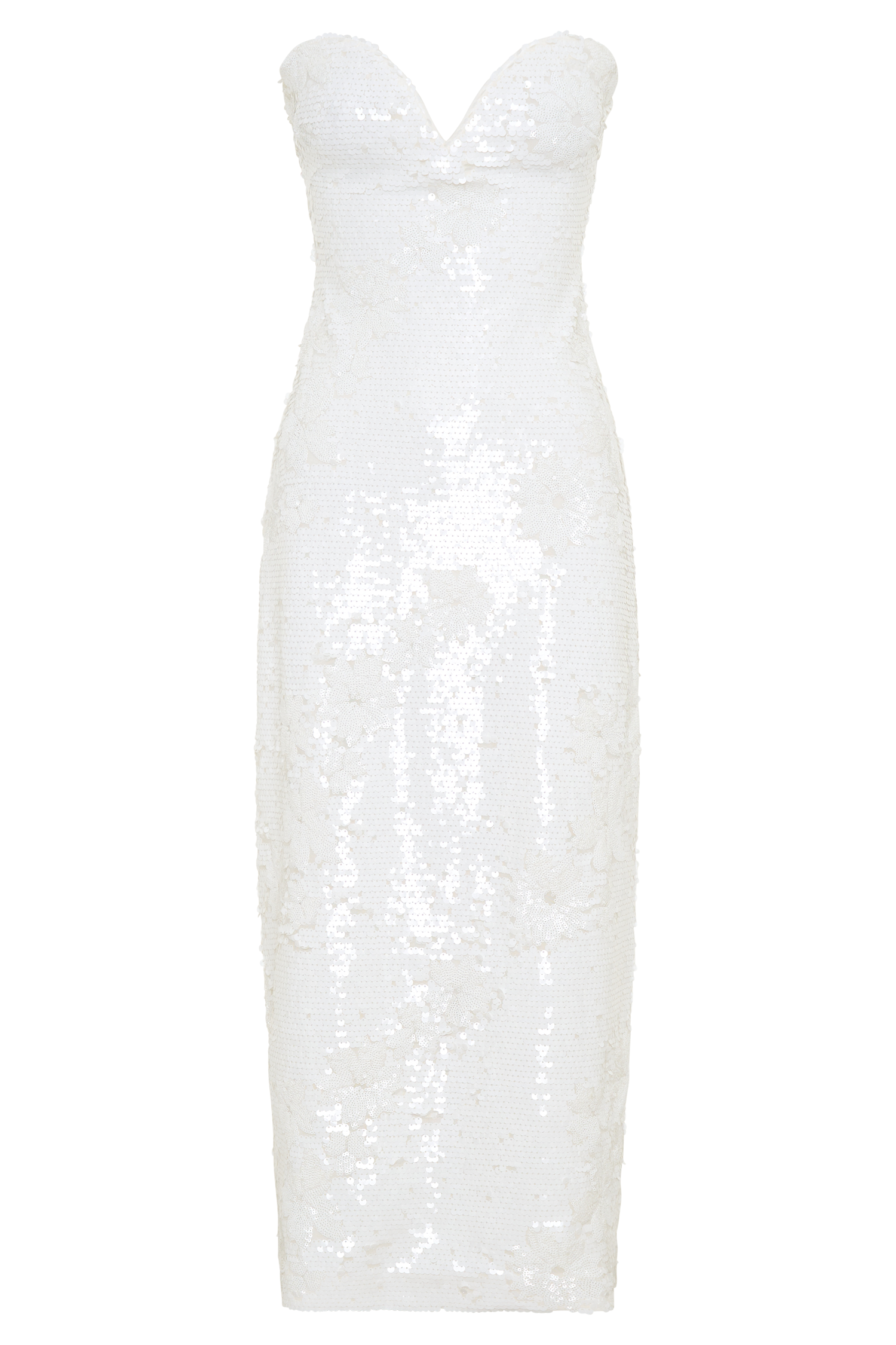 Maisie Strapless Sequin Midi Dress - White