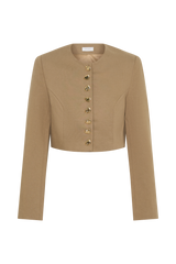 Marielle Button Up Cropped Jacket - Taupe