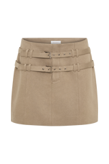Marielle Double Belt Mini Skirt - Taupe