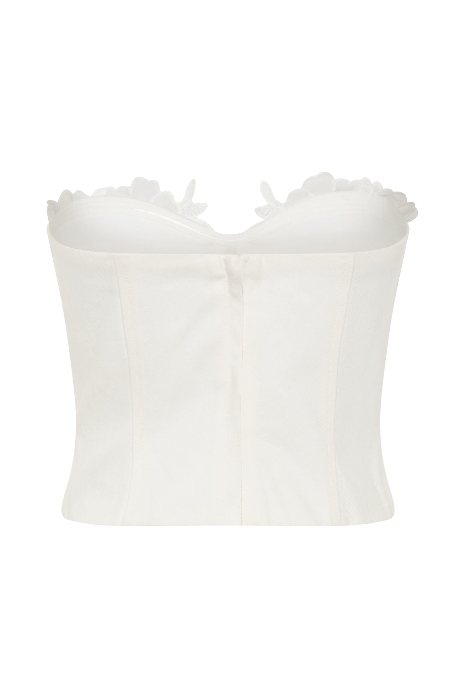 Melany Applique Denim Bustier - White