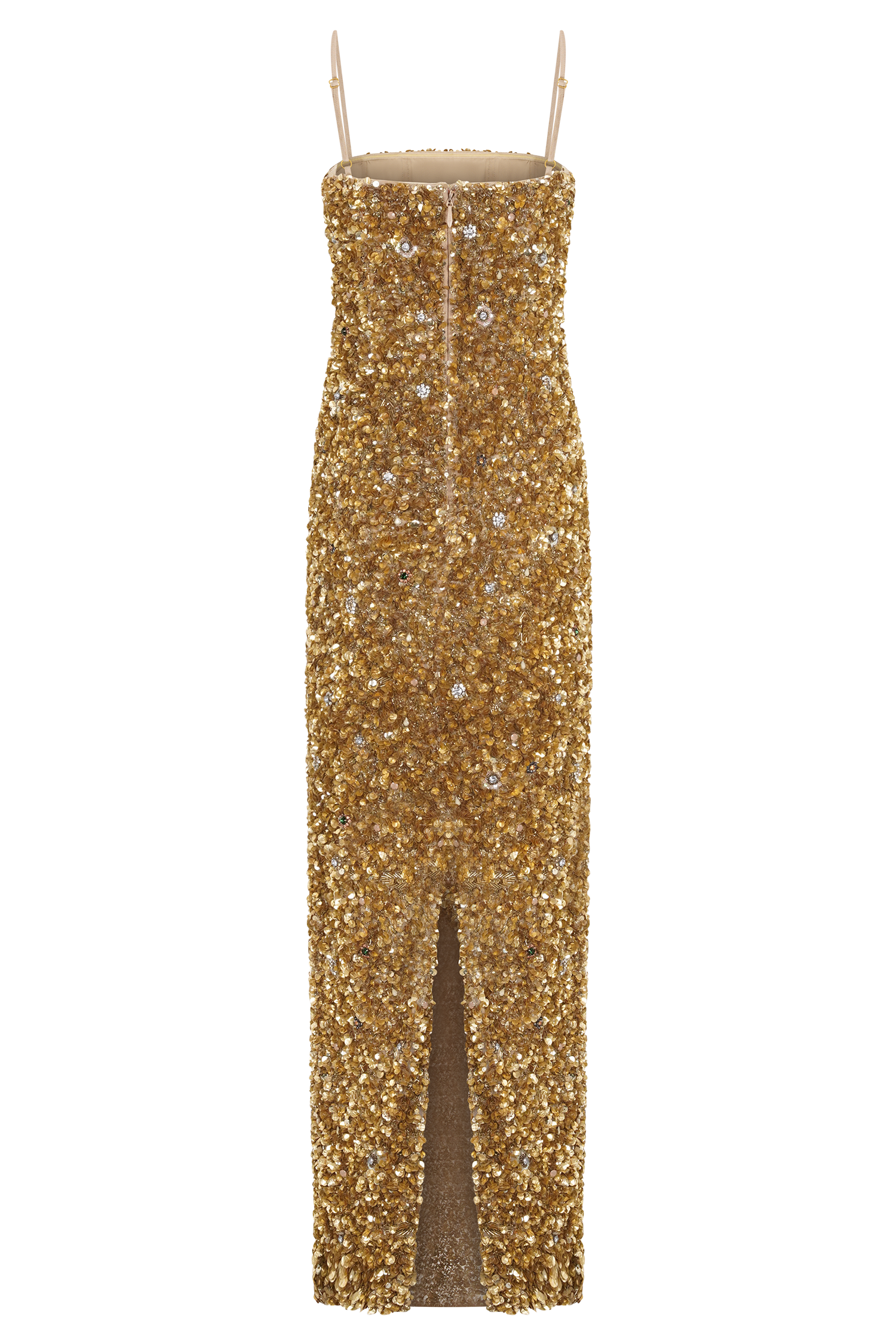 Porter Hand Beaded Midi Dress - Gold