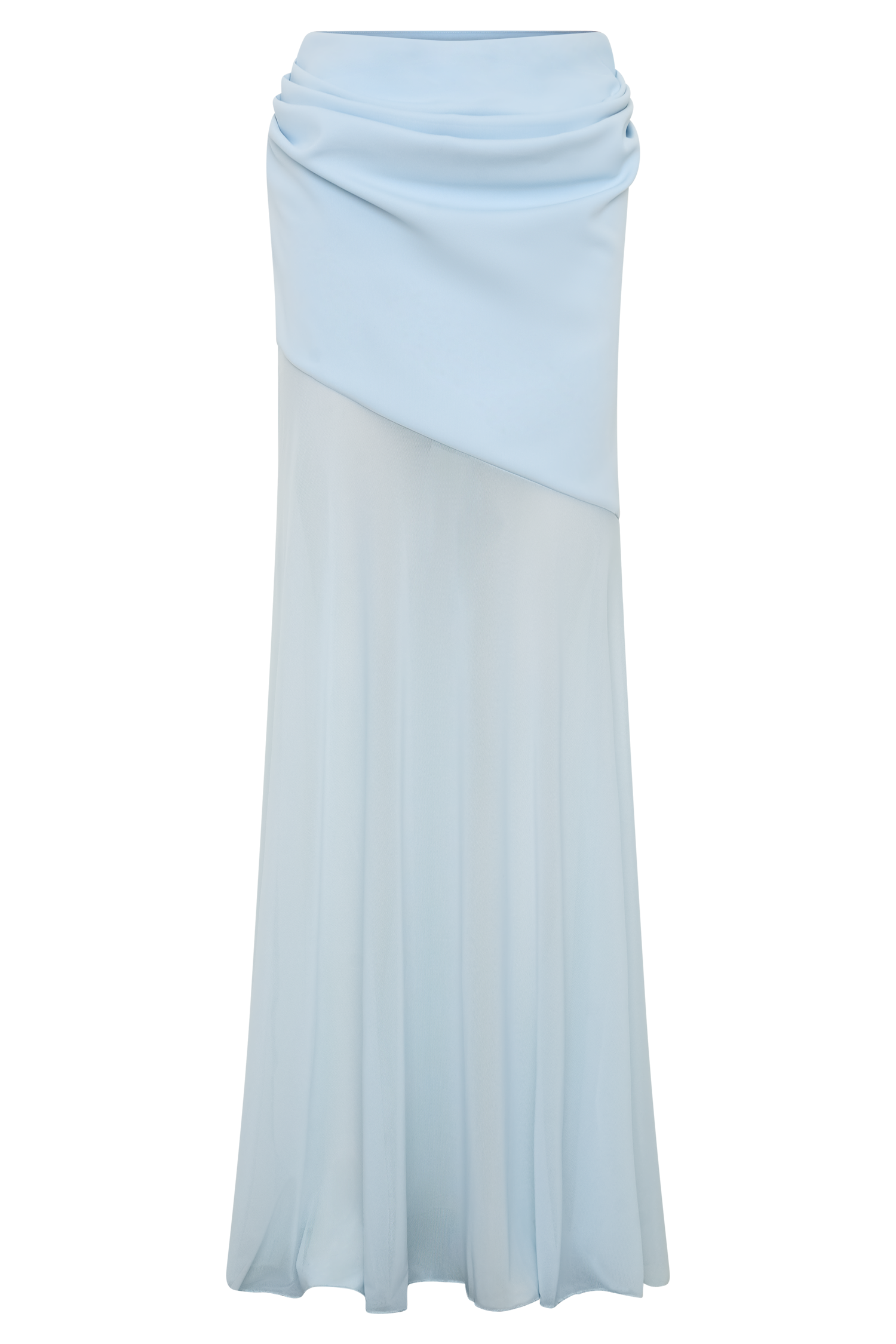 Portia Scuba And Mesh Maxi Skirt - Pale Blue
