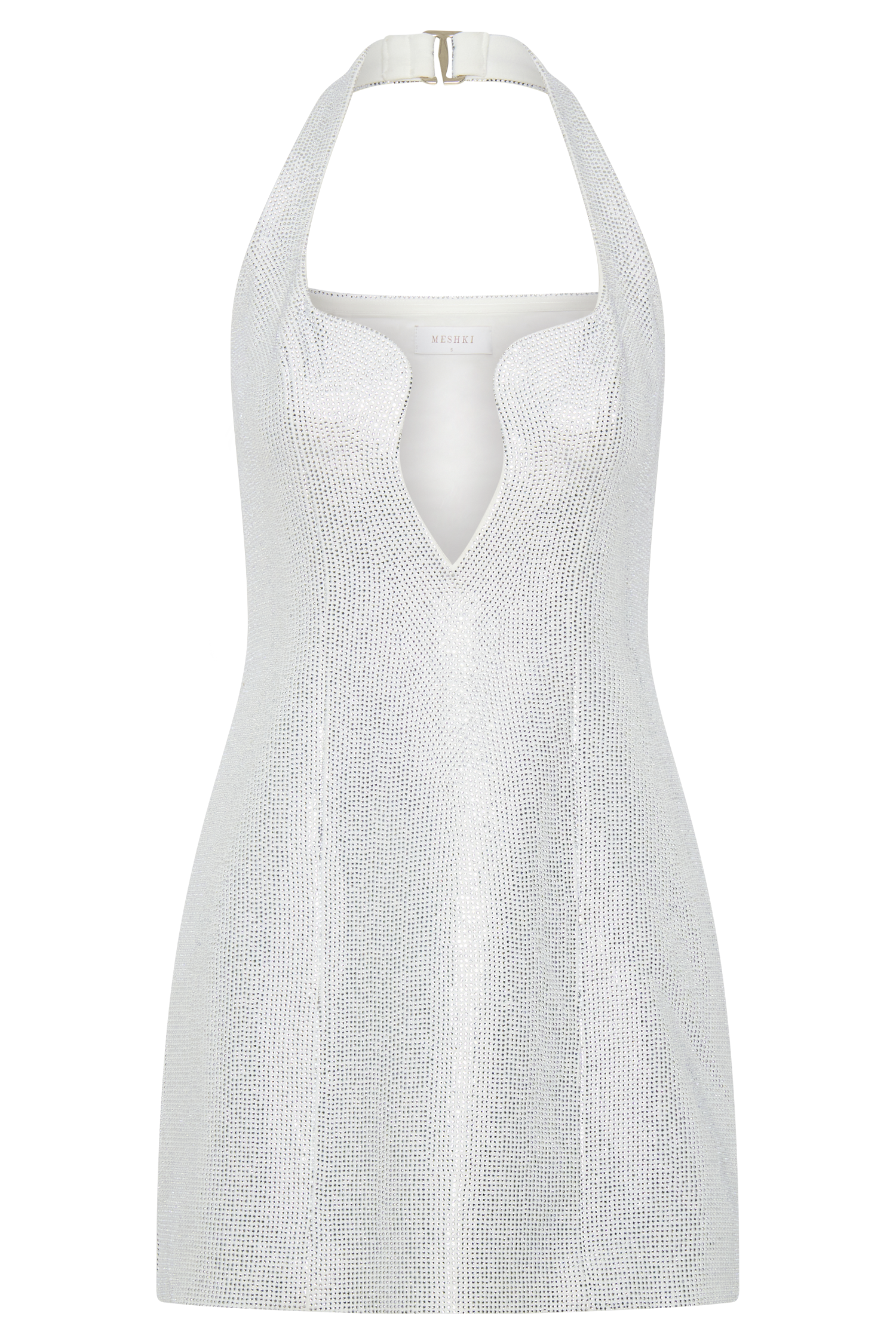 Raina Diamante Halter Mini Dress - White