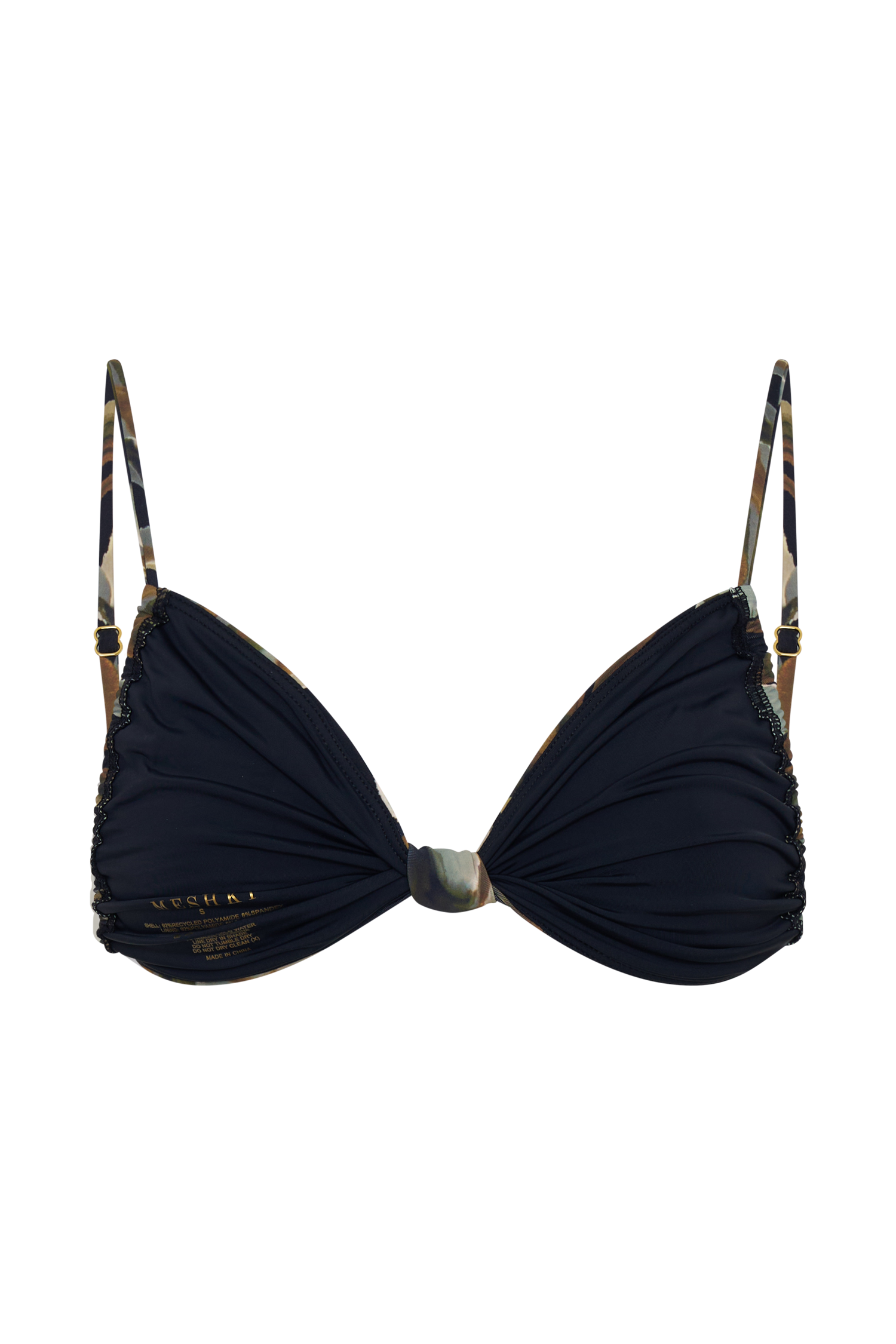 Rosmunda Ruched Bikini Top - Green Fluid Reverie Print