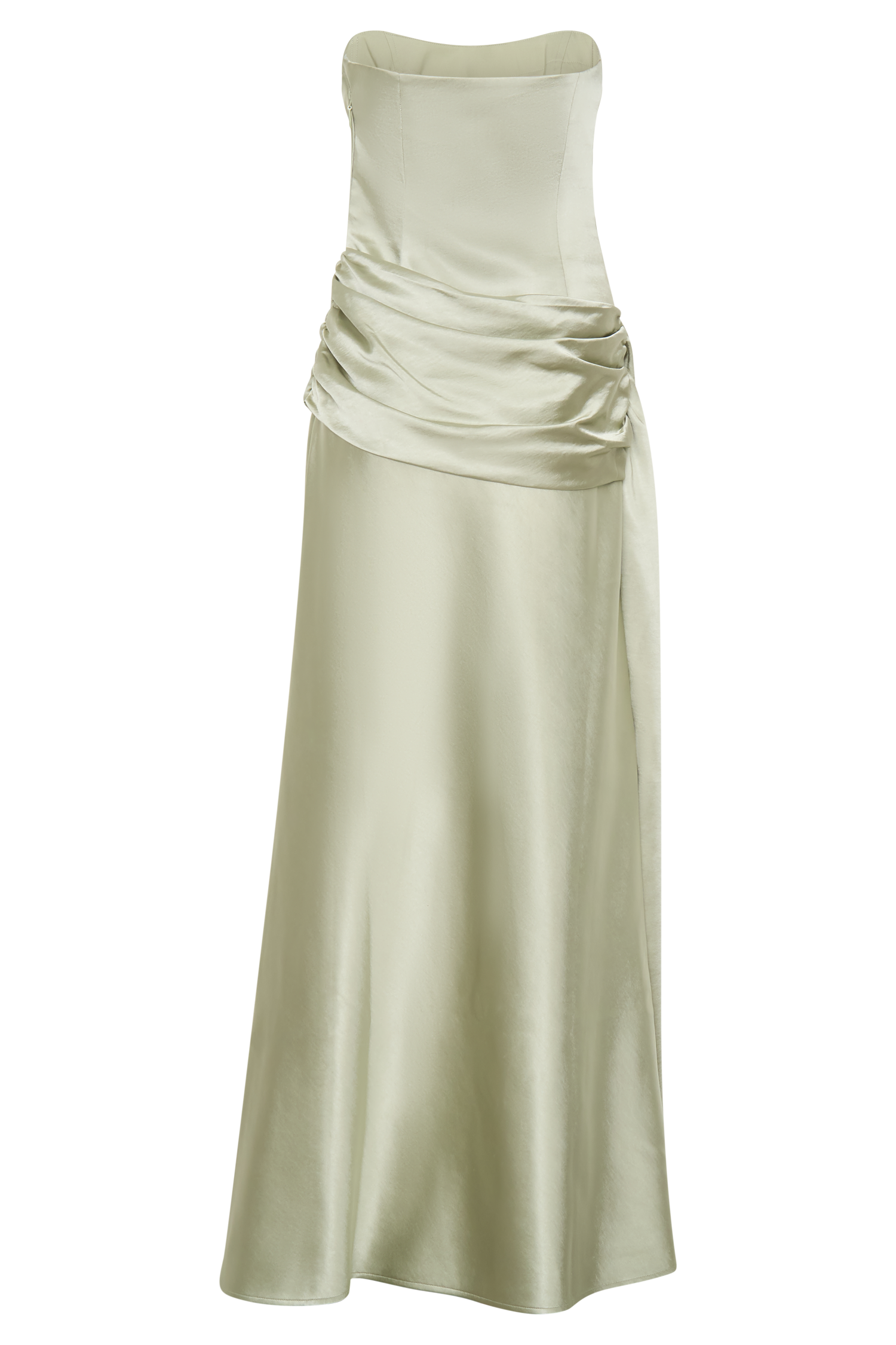 Sarah Strapless Maxi Dress With Waist Tie - Sage