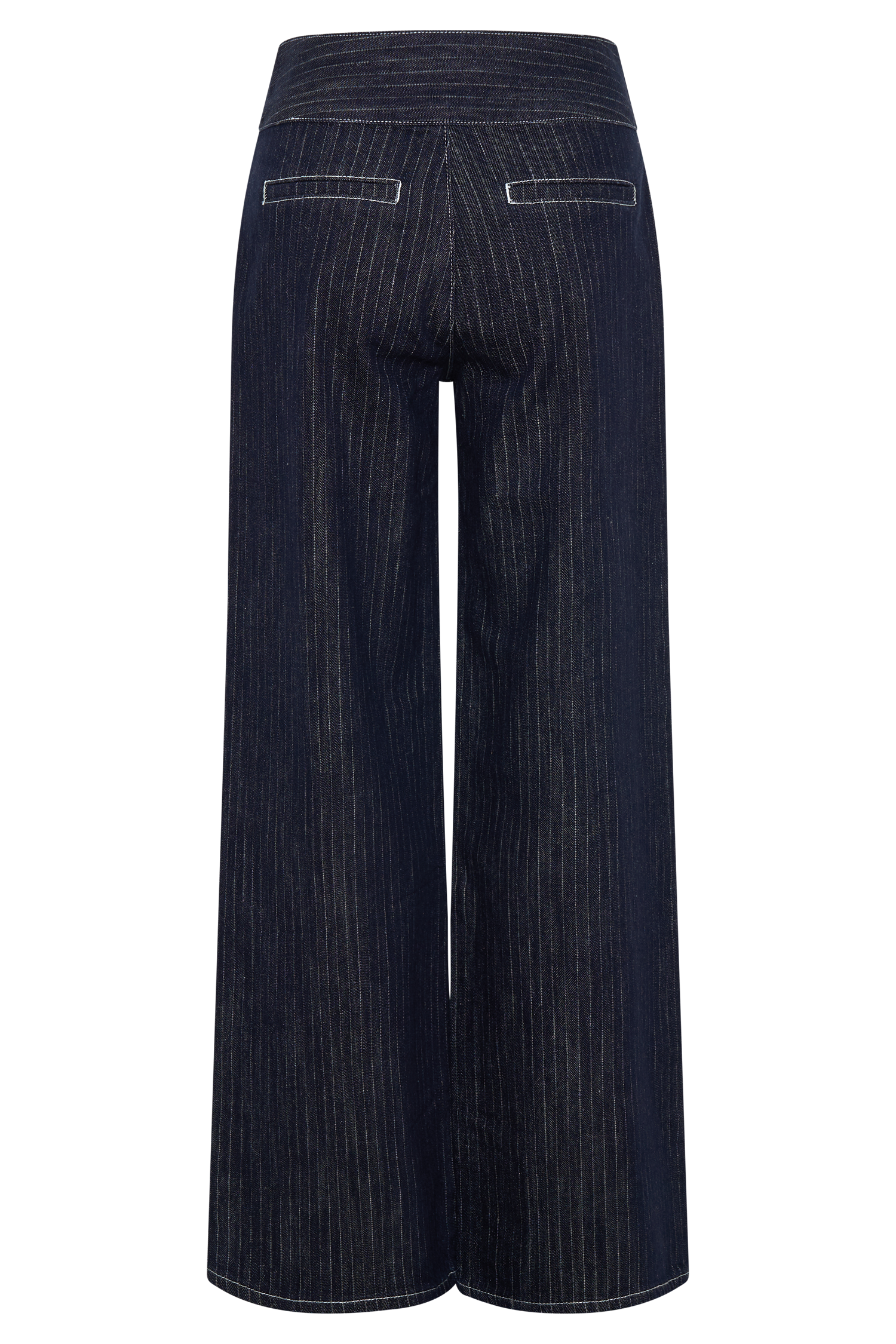 Sienna Flare Mid Rise Denim Jeans - Indigo Pinstripe