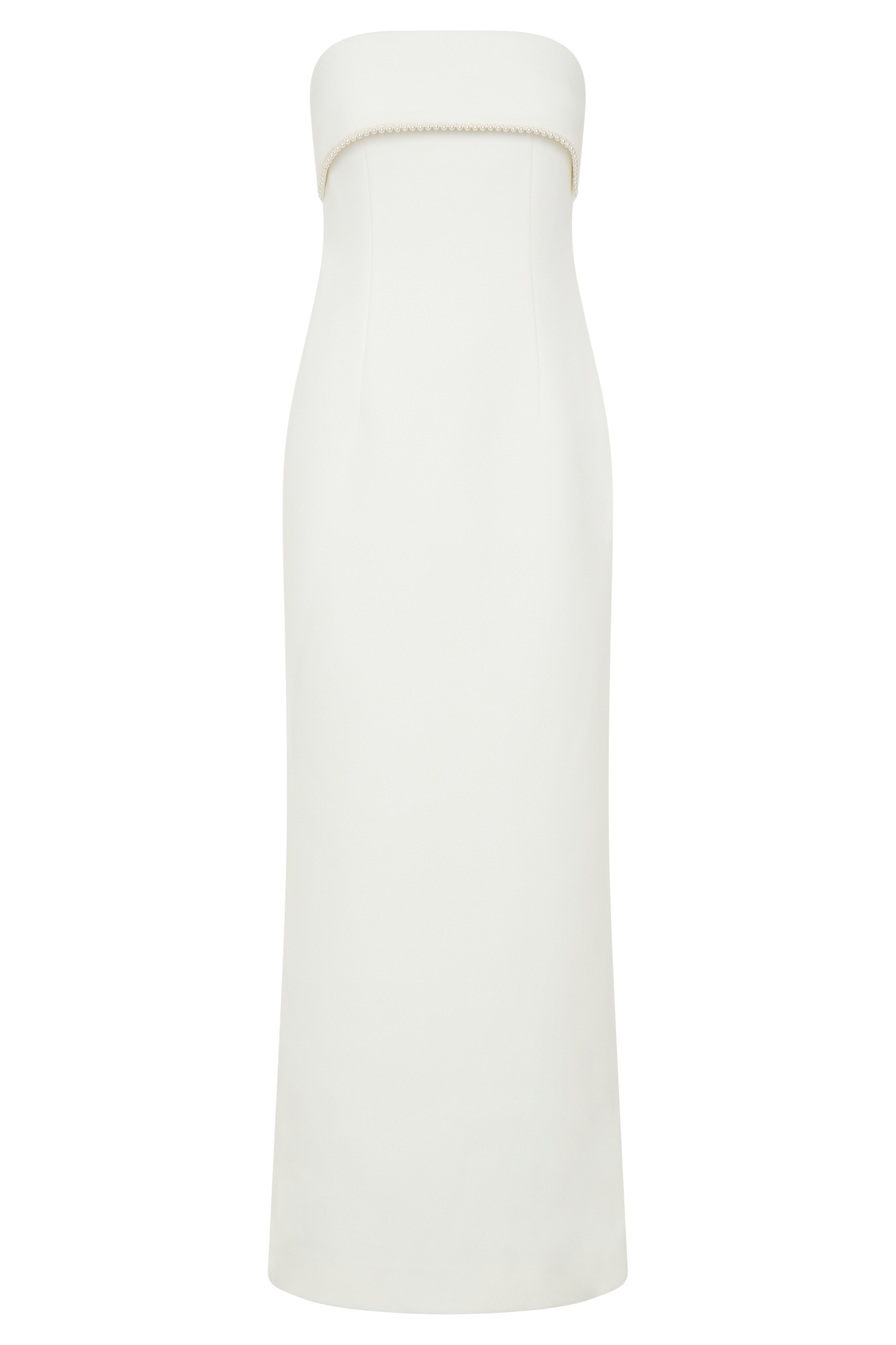 Sloane Strapless Maxi Dress With Pearls - White