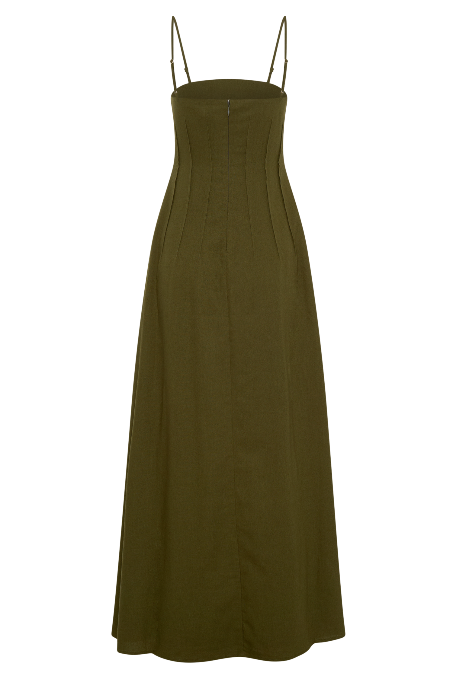 Sofie Pintuck Linen Maxi Dress - Khaki