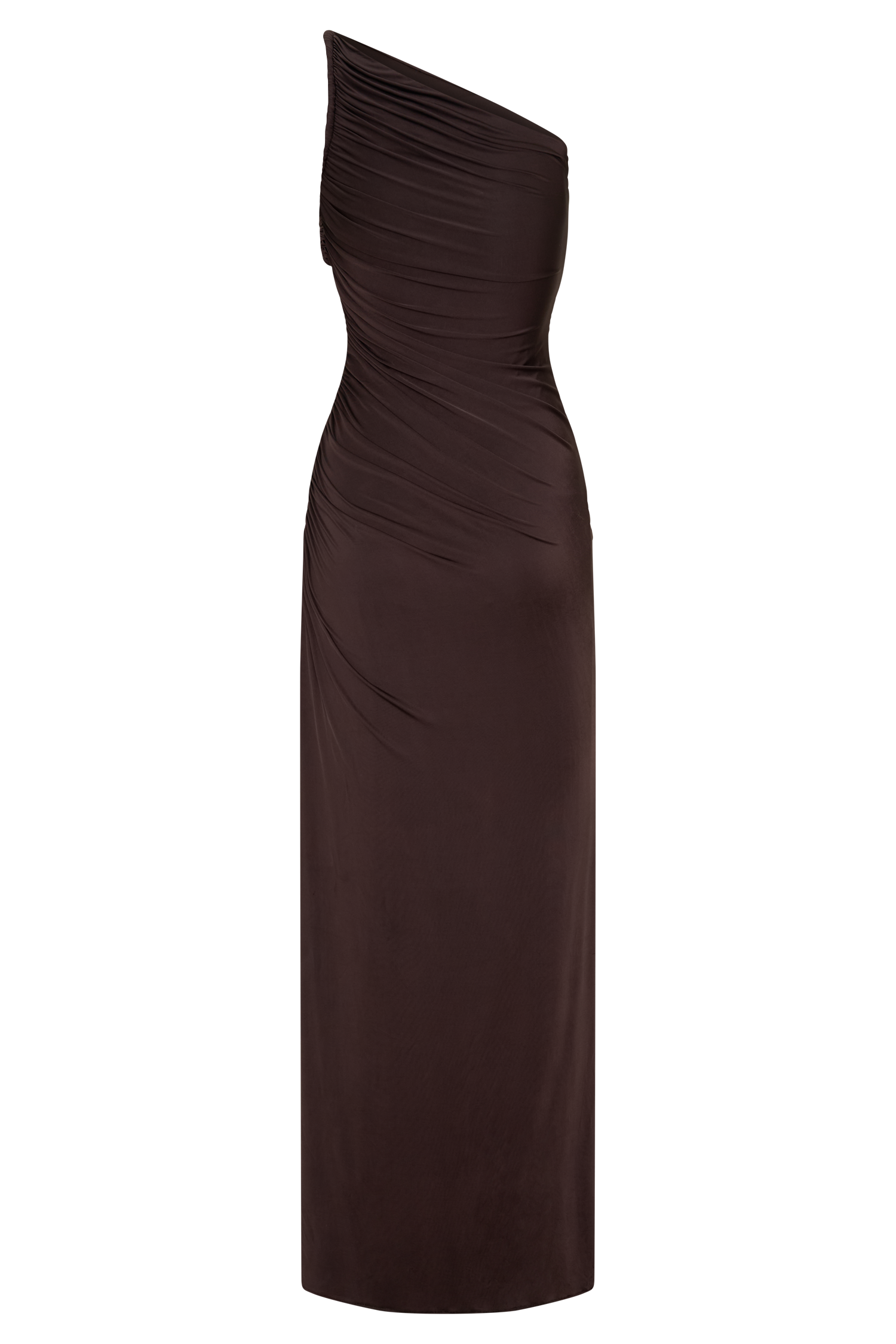 Ryn Twisted One Shoulder Maxi Dress - Dark Chocolate